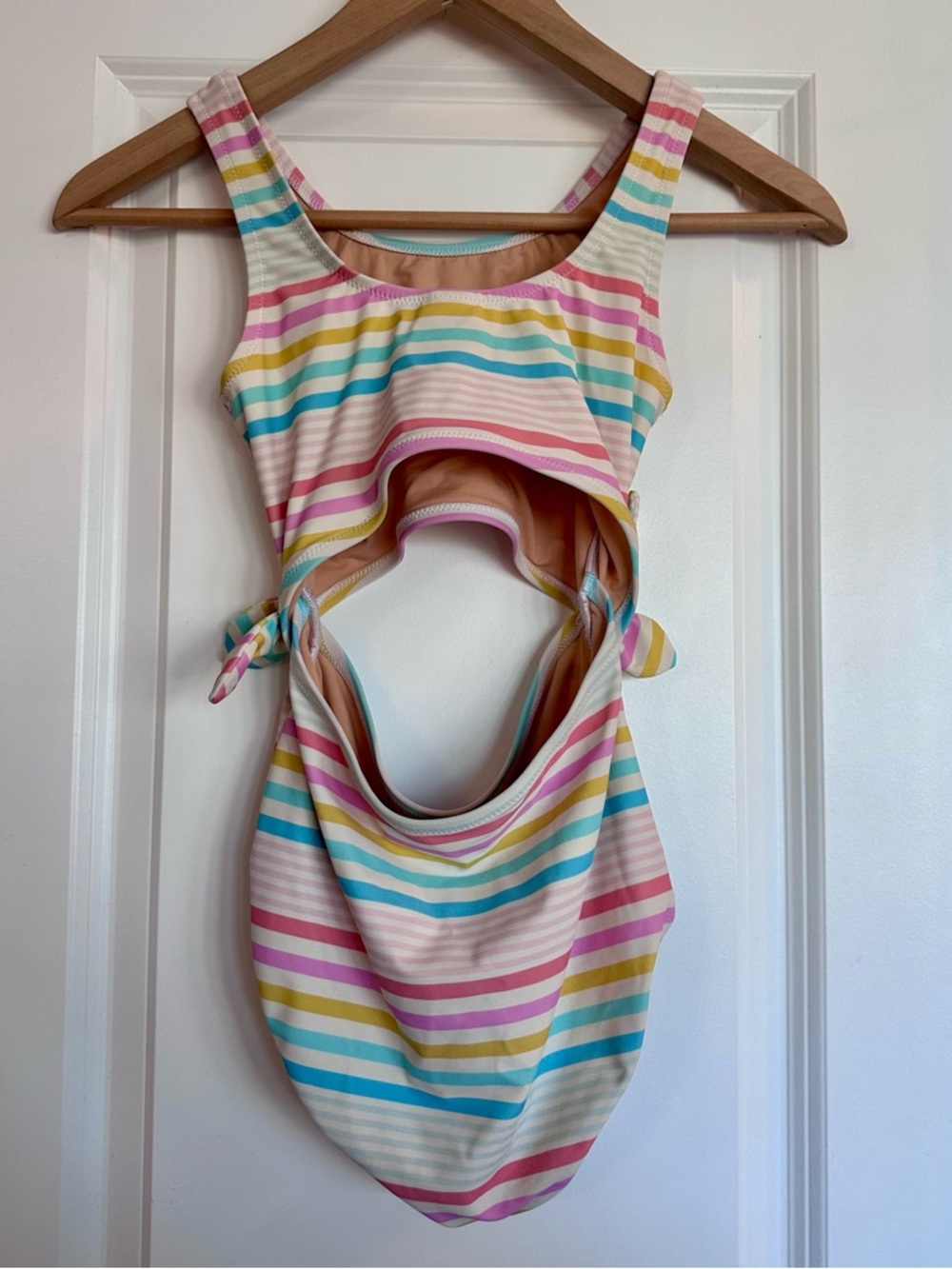 J. Crew crewcuts Pastel Striped Cut Out One Piece Lined Swimsuit - Picture 2 of 6